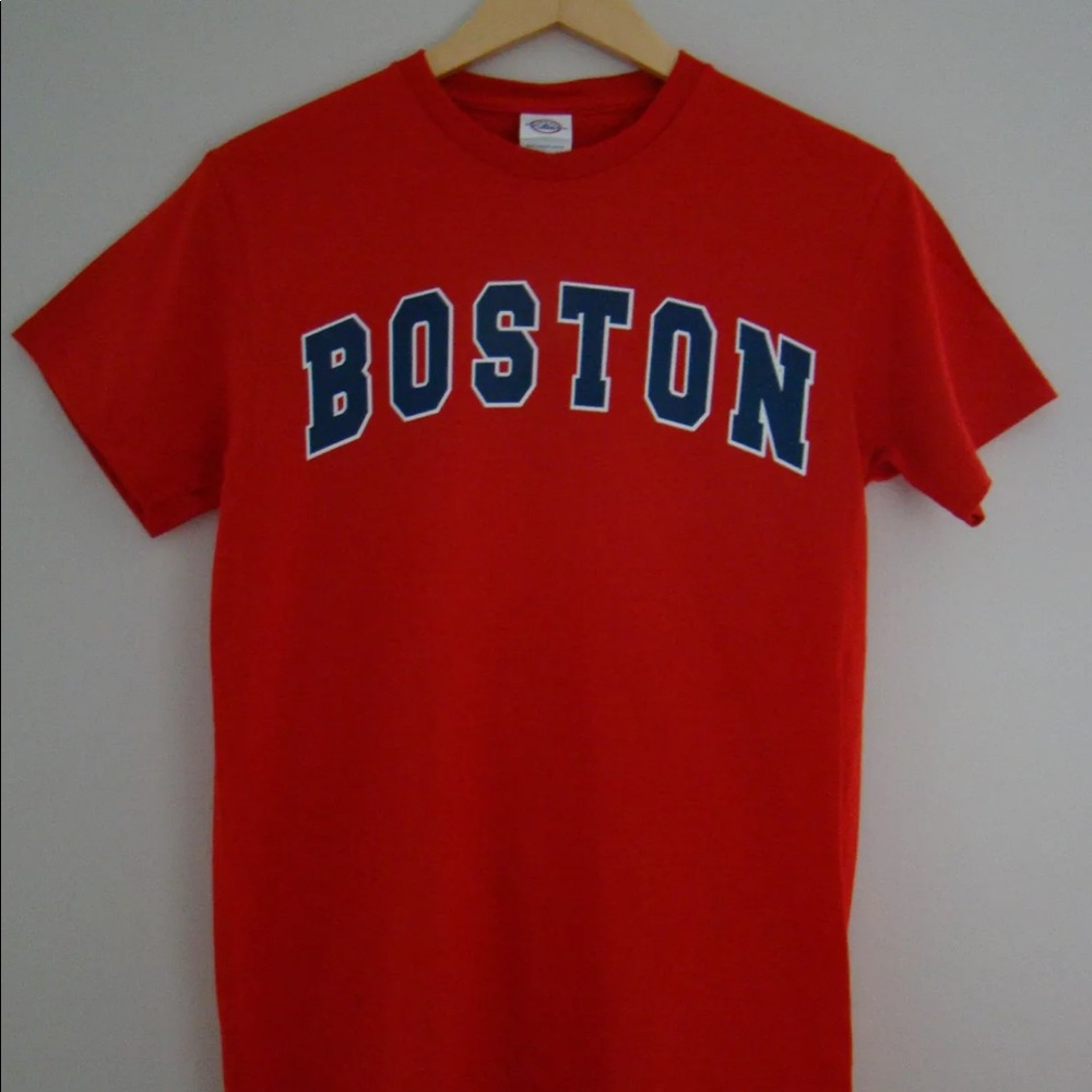 T Shirt Boston Red Blue Short Sleeve S,M,L,XL